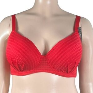 Youmita Lightly Padded Underwire Plus Size Balcony Bra Flame Red 38DD
